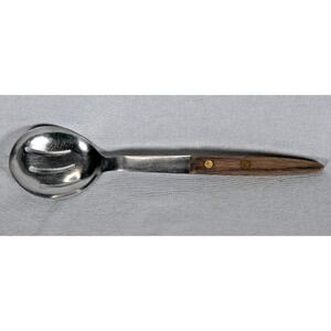 Vintage Slotted Serving Spoon w/ Wood Handle Stainless Steel Japan